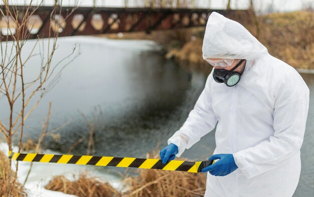 Man in a hazard suit